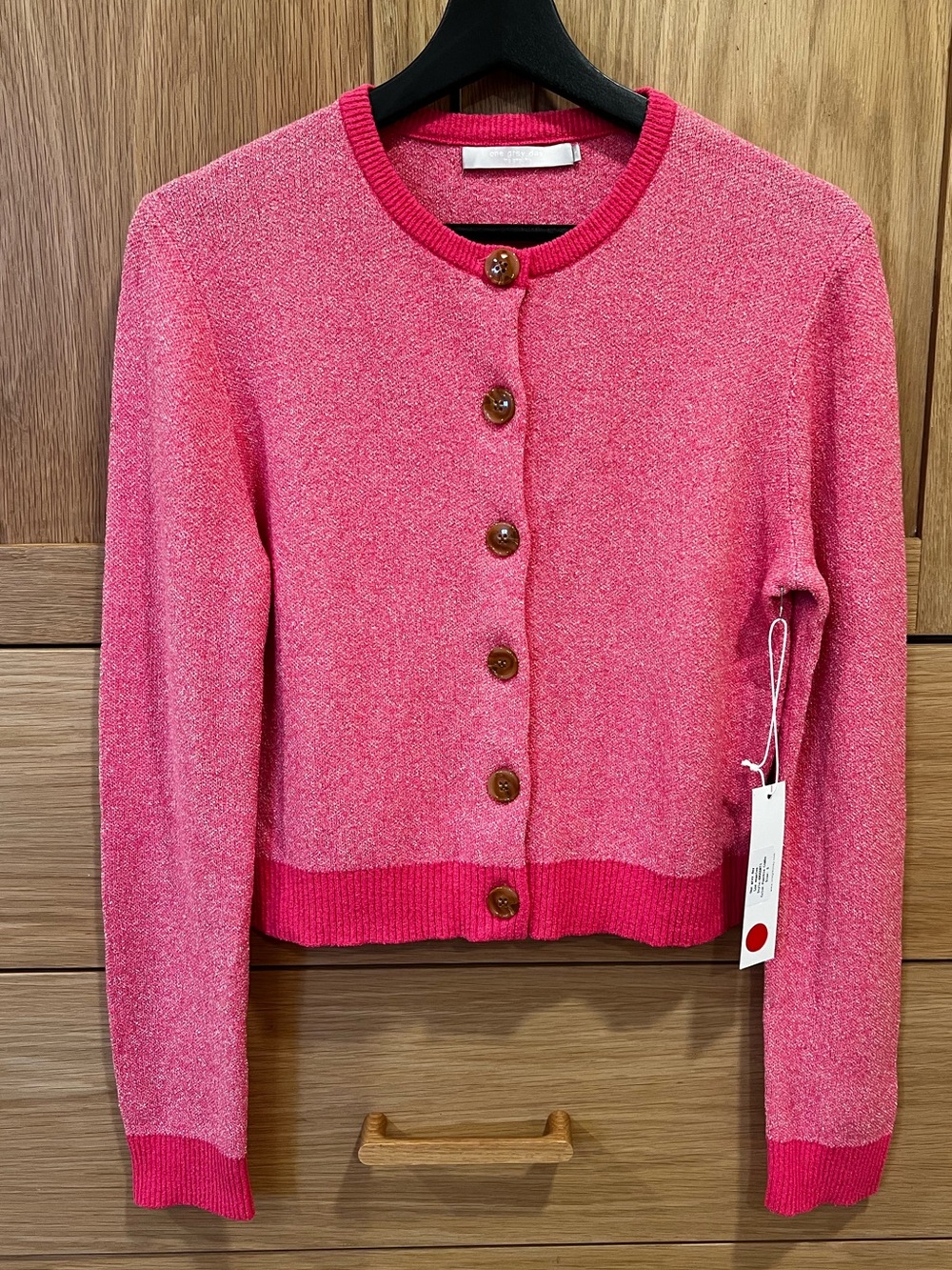 One Grey Day Cardigan Sweater Fuchsia Pink Size Small NWT Spring Classic Chic